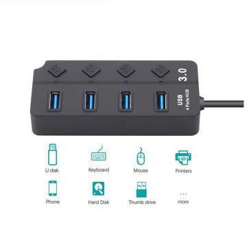 High Speed USB Hub 4/7 Port USB 3.0 Hub 5Gbps On/Off Switches AC Power Adapter For PC Computer Accessories