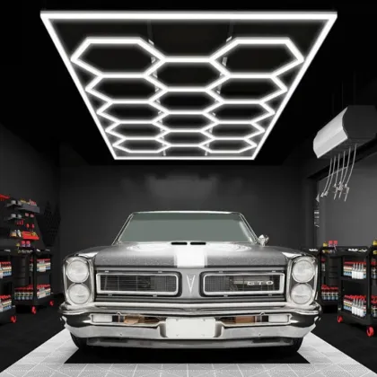 Hexagonal LED Garage Ceiling Lights - Honeycomb LED Detailing Workshop Lights