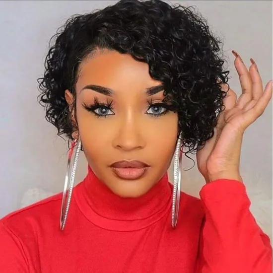 Unprocessed virgin Brazilian cuticle aligned hair cuticle aligned bundles raw shrot kinky curly  human hair wigs