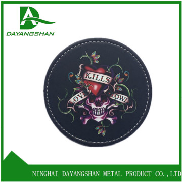 PU Leather Covered Paper Cup Coasters Attractive Round Black Pallet Coaster