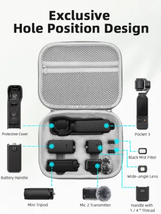 BRDRC Camera Gimbal Soft Plush Handheld & Crossbody Storage Bag for DJI Osmo Pocket 3