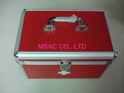 Metal Handle Red First Aid Kit Boxes / First Aid Cases For Household