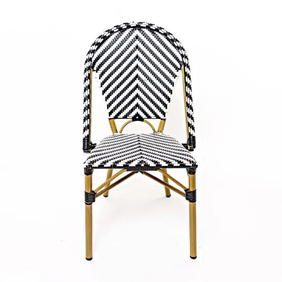 Vintage Bamboo Aluminum PE Rattan Stacking Dining Bistro Chair