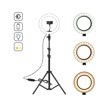 Lámpara de anillo LED de 12W de 12W para el video del teléfono con cámara - soporte de elevación incluido