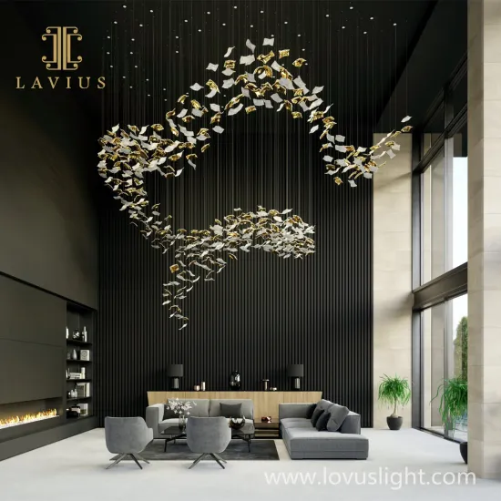Square wave shape chandelier Hotel lobby chandelier popular Project custom large chandelier light luxury chandelier