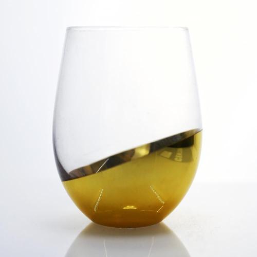 Gold Tumbler Glass stemless wine glass tumblers set with plating Manufactory