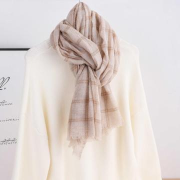Women styles of pure wool plaid scarf shawl