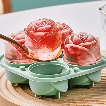 Custom Mini 4 Hole 3D Rose Silicone Ice Cube Trays