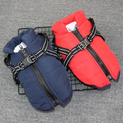 Teddy Skiwear Zipper Vest for Dogs: Thick Autumn and Winter Padded Coats