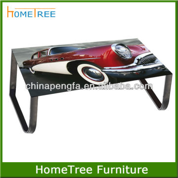 Custom picture printed tempered glass coffee table with factory price