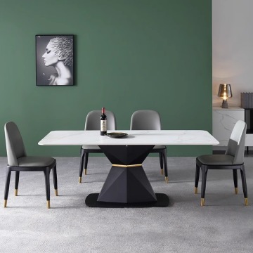 Modern Marble Stone Dining Table Set for 6 - Elegant Dining Room Furniture
