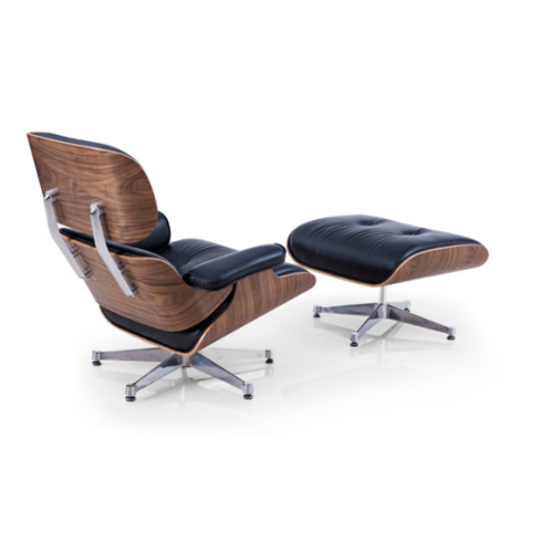 Classic Leather Replica Eames Lounge Chair and Ottoman