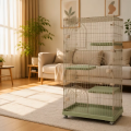 Multi-Level Cat Cage 3-Tier Iron Wire Playpen Plastic Tray Indoor Enclosure Quadrate Villa for Cats