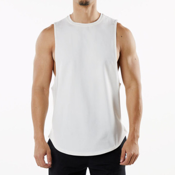 Men's Breathable Cotton Sports Vest with Slit Sleeveless Design for Exercise and Basketball