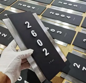 ADA braille number door plate sign