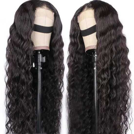 Glueless 150% Density Water Wave Hair Wigs,Brazilian Virgin Lace Front Wig,Natural Preplucked Hairline Lace Frontal Wigs