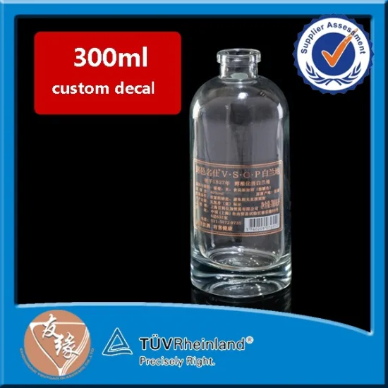 Factory wholesale hihg quality 300ml glass bottle for cognac