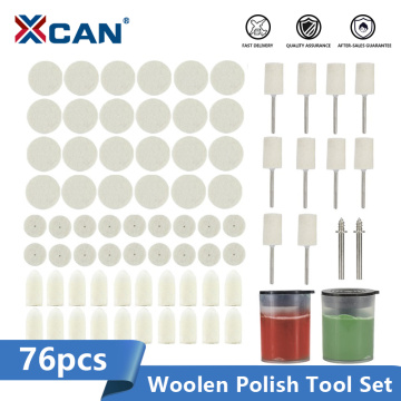 XCAN 76pcs Woolen Polish Wheel Bit Soft Felt Polishing Buffing Wheel Mixed Accessory for Dremel Rotary Tool