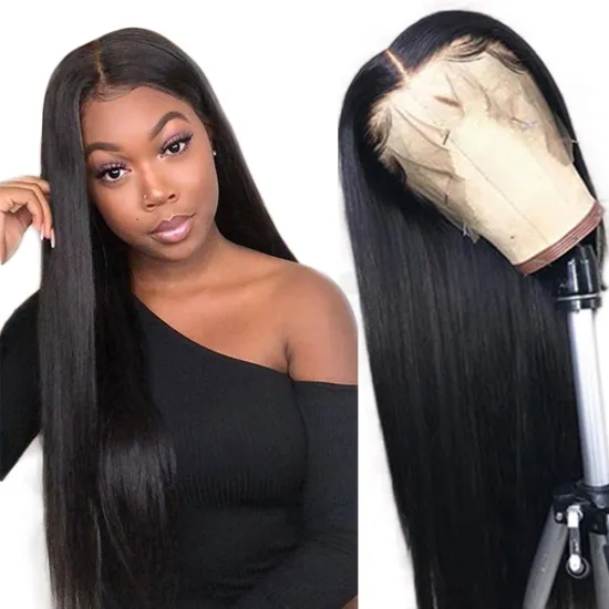 Pre-plucked Swiss lace net Brazilian human hair full lace front wig full lace glueless human hair wig