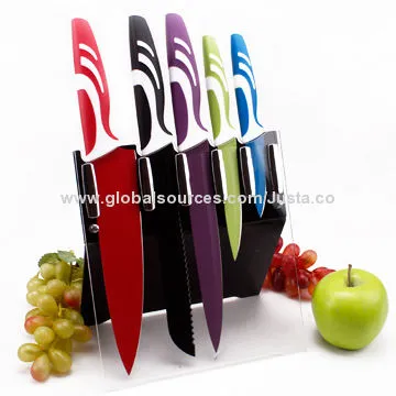 Non-stick Paint Stainless Steel Kitchenware/Color Knives with Acrylic Holder