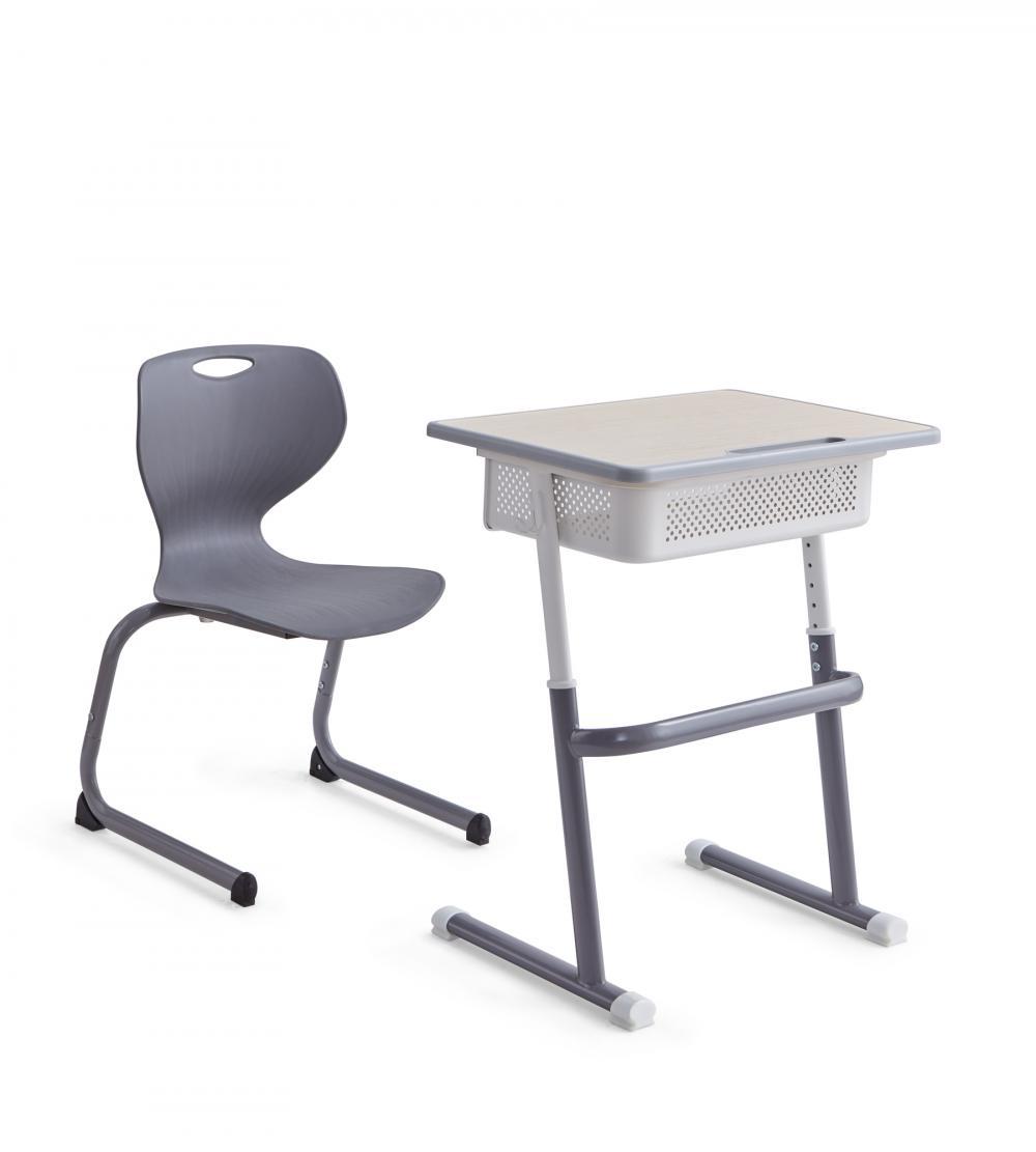 Adjustable single school students study desks and chairs