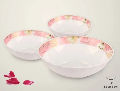 White Jade Glass Soup Bowl -8"