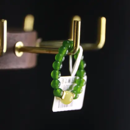 Artisan Jade Inlay Pearl Green Ring