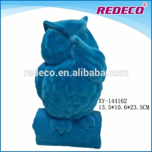 Resin flocked wholesale owl decoration statue