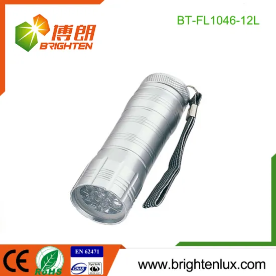 Factory Custom Made Pocket Size 3*AAA Dry Battery Powered Cheap Aluminum 12 led personalized mini flashlights