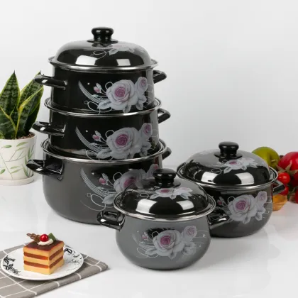 5PCS/Set Black Enamel Cast Iron Cookware Casserole Set Enamel Cook Tools Pot