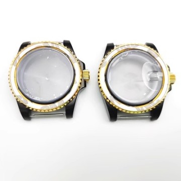 40mm yang dimodifikasi nh35 watch case untuk 8215/8200 Penggantian: Aqua Ghost Black dengan kristal safir