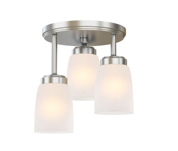 Modern Semi Flush Mount Ceiling Light with White Glass Shade