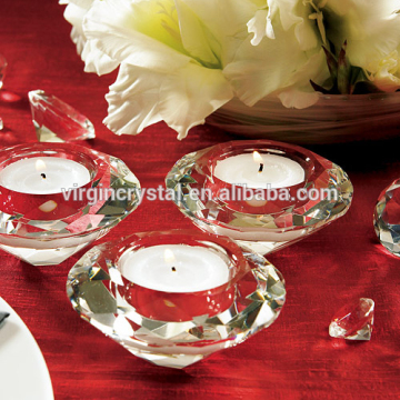 Wholesale Home Decoration Use and Handmade diamond shape Crystal glass tea light holder