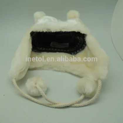 2017 Best quality custom warm child kids earflap puffball winter baby hat