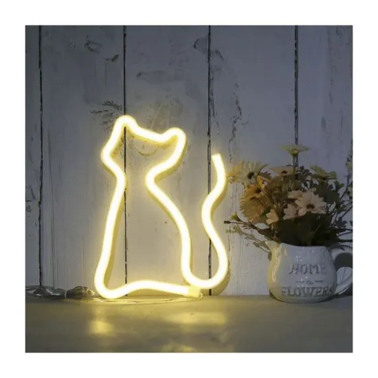 Custom Battery-Powered Plastic Cat Neon Sign LED for Bedroom