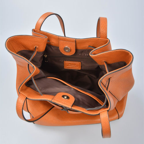 Leather Overarm Bucket Handbag with twin tassels