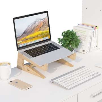 2024 Wholesale Wooden Bamboo Portable Foldable Adjustable Laptop Stand for MacBook