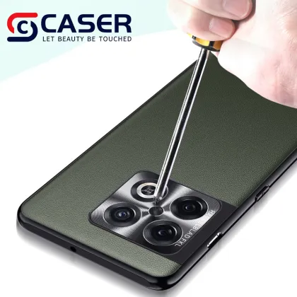 Ultra-Thin Business Style Leather Metal Lens Mobile Phone Cover for OnePlus