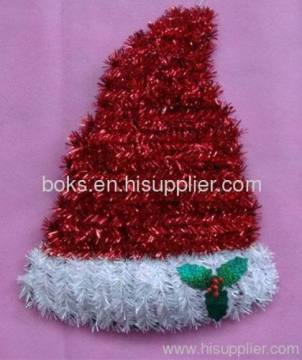 Plastic Christmas Tinsel Santa's Hat Decorations 