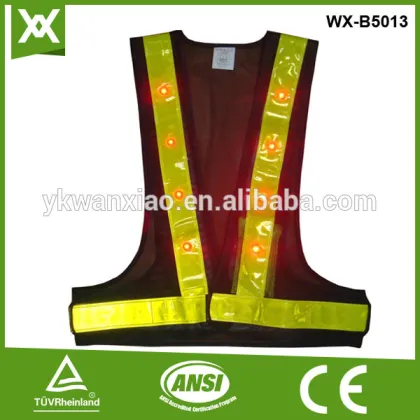 reflective LED vest with 16LED lights,safetyred LED vest reflective LED vest