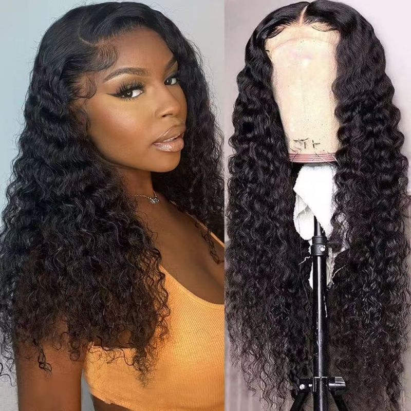 18 Inch 4×4 HD Lace Closure Deep Wave Wig 180% Density Glueless
