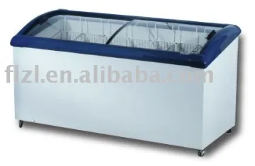curved glass door freezer 259L,339L curved glass door ice cream freezer
