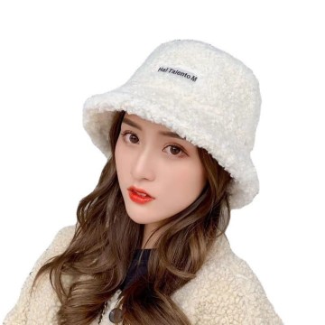 Wholesale Warm Faux Fur Bucket Hats for Women with Embroidery