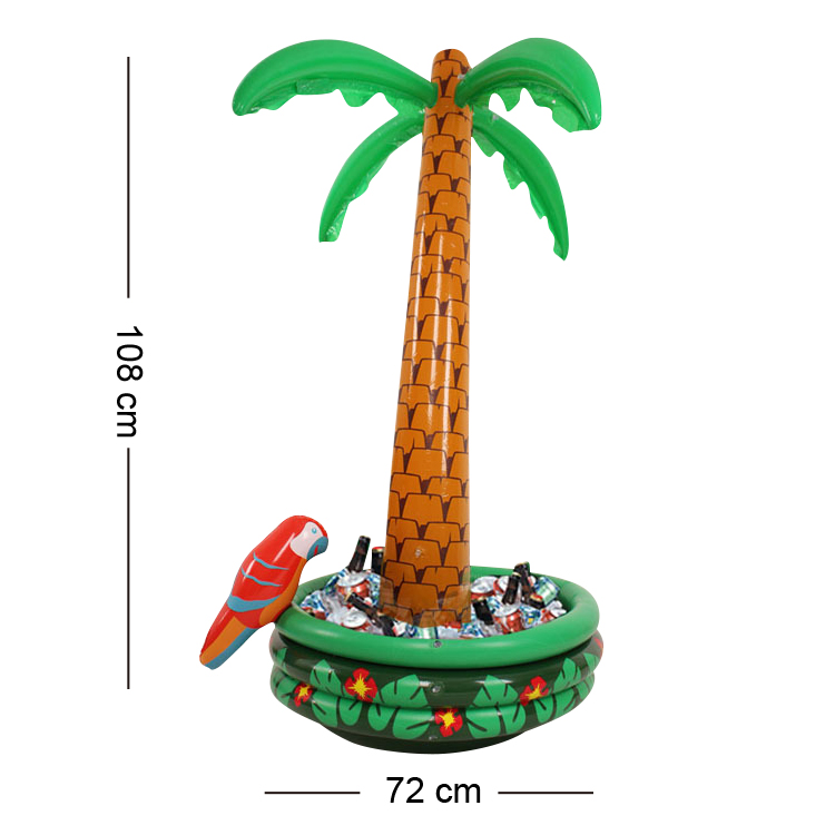 Inflatable Palm Tree Pool Cooler Drink Holders Set