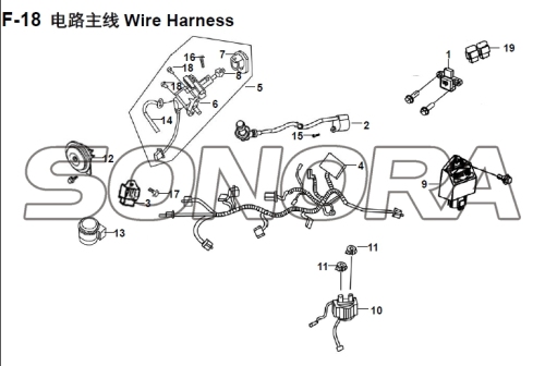 F-18 Wire Harness XS150T-8 CROX per SYM Spare Part Top Quality