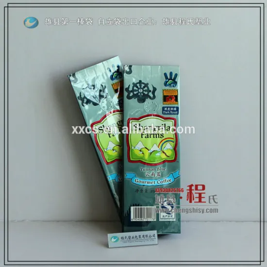 Hot!plastic coffee bag with tin tie and one-way valve