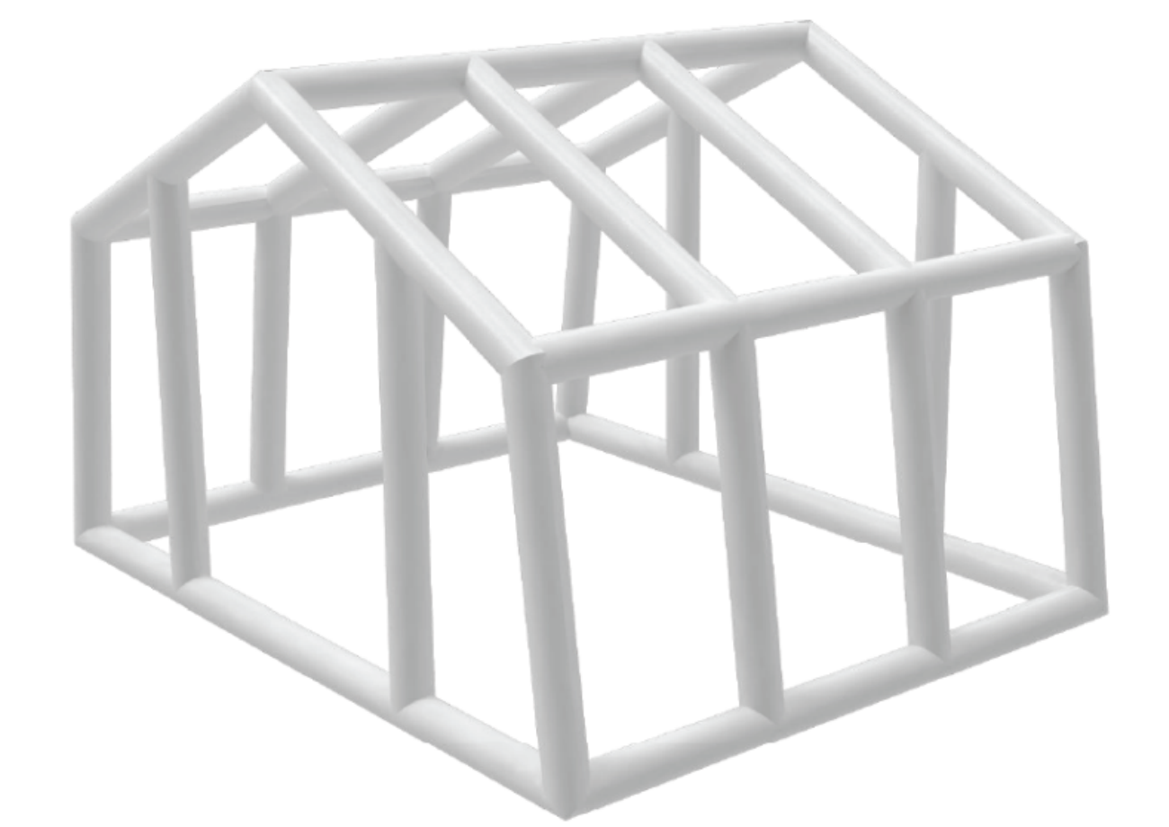 Wireframe of the inflatable tent air-rib frame structure