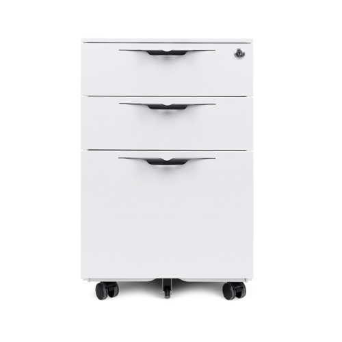 3 Drawer White Under Desk Mobile File Cabinet