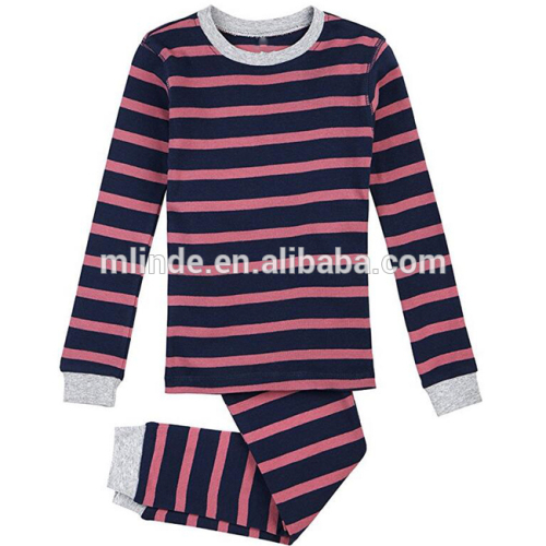 Kids Bulk Production Clothing Wholesale Custom Big Girls' Ocean Stripe 2 Piece Pajama Set China Manufacturer Suppliers