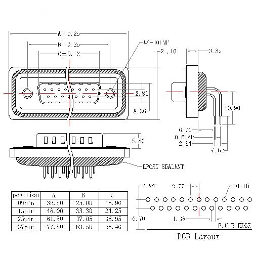 WDR02-MXXXXXXX 6 D-SUB MALE RIGHT ANGLE WATERPROOF TYPE